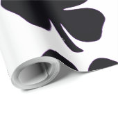 Schwarzes Kleeblatt, mattes Papier, groß Geschenkpapier (Rolleneckpunkt)