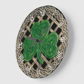 Schwarzes Kleeblatt u. Celtic-Knoten-römische Große Wanduhr (Winkel)