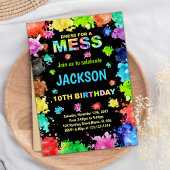 Schwarzes Kleid für Mess Paint Birthday Einladunge Einladung