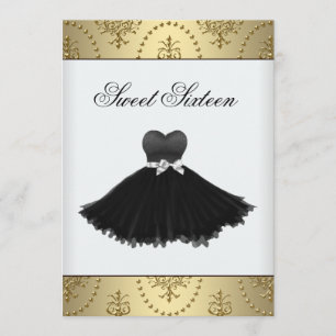 Schwarzes Kleid Goldener Kronleuchter Sweet Sixtee Einladung
