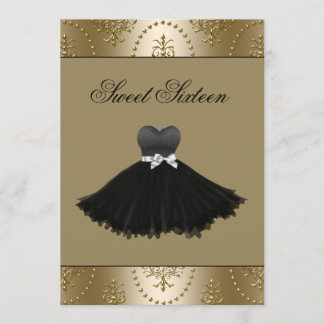 Schwarzes Kleid Goldener Kronleuchter Sweet Sixtee Einladung