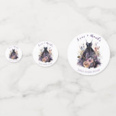 Schwarzes Kleid lila Blume Brautparty Konfetti (Vorderseiten)