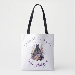 Schwarzes Kleid lila Brautdusche Tasche
