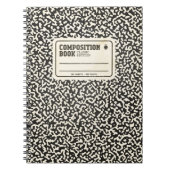 Schwarzes KompositionsNotebook mit Label Notizblock (Vorderseite)
