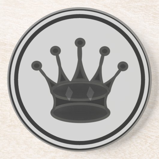 Schwarzes Königin-Schach-Stück Getränkeuntersetzer (Vorne)