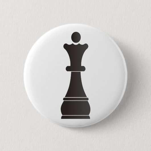 Schwarzes Königinschachstück Button (Vorderseite)