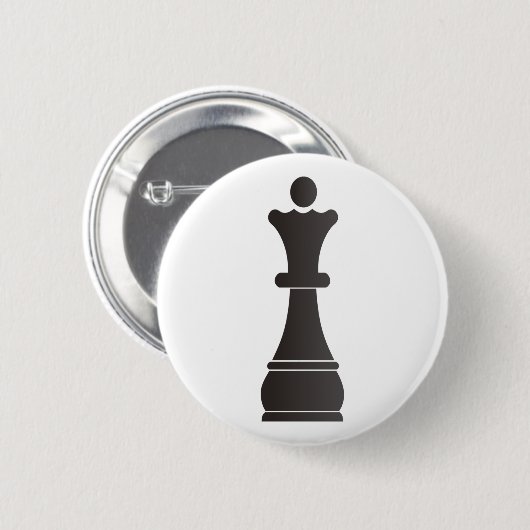 Schwarzes Königinschachstück Button (Vorne & Hinten)