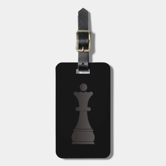 Schwarzes Königinschachstück Gepäckanhänger (Vorderseite vertikal)