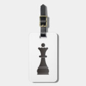 Schwarzes Königinschachstück Gepäckanhänger (Vorderseite vertikal)