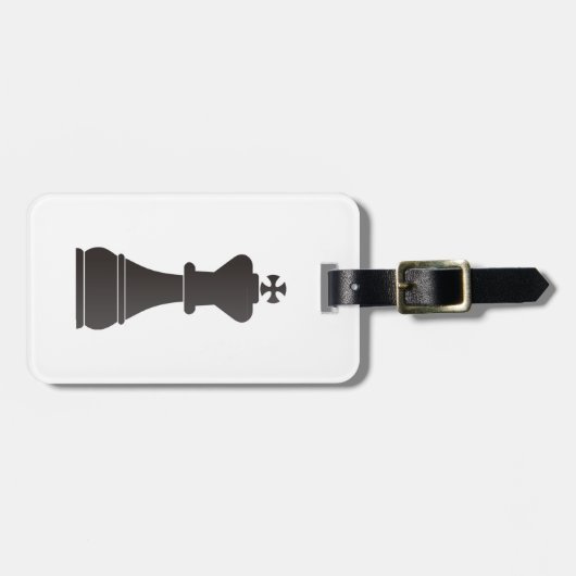 Schwarzes Königschachstück Gepäckanhänger (Vorderseite horizontal)