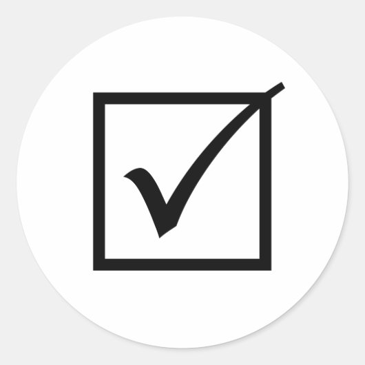 Schwarzes Kontrollkästchen Runder Aufkleber (Vorderseite)