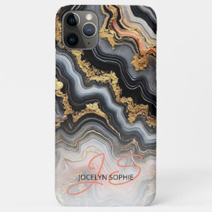 Schwarzes Korallen-Rosa-Weiß-Gold-Marmor-Kunstmust Case-Mate iPhone Hülle
