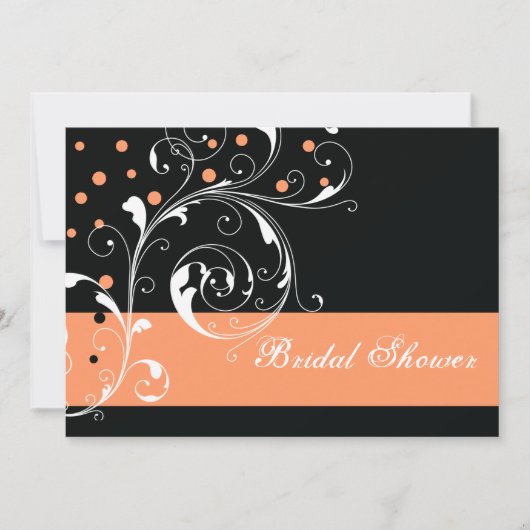 Schwarzes Korallenhochzeit-Brautparty Einladung (Vorderseite)