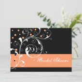 Schwarzes Korallenhochzeit-Brautparty Einladung (Stehend Vorderseite)