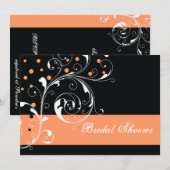 Schwarzes Korallenhochzeit-Brautparty Einladung (Vorne/Hinten)