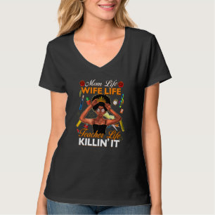 Schwarzes Krankenbett Melanin Mama Ehefrau Leben T-Shirt