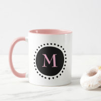 Schwarzes Kreis-Monogramm Rosa Zweifarbig