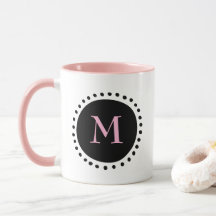 Schwarzes Kreis-Monogramm Rosa Zweifarbig