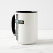 Schwarzes Kreuz mit Blumen Tasse (Vorderseite Links)