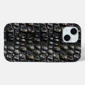 Schwarzes Krokodil-Leather Case-Mate iPhone Hülle (Rückseite (Horizontal))
