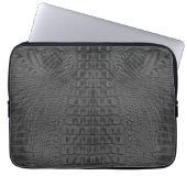 Schwarzes Krokodil-Leather Laptopschutzhülle (Vorderseite)