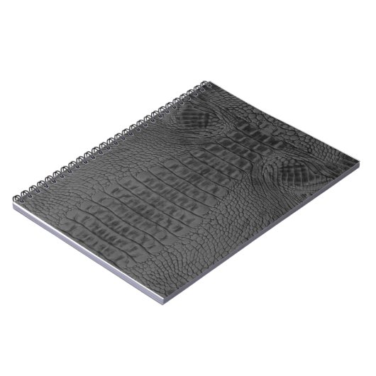 Schwarzes Krokodil-Leather Notizblock (Linke Seite)
