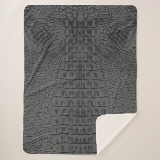 Schwarzes Krokodil-Leder  Sherpadecke (Vorderseite)