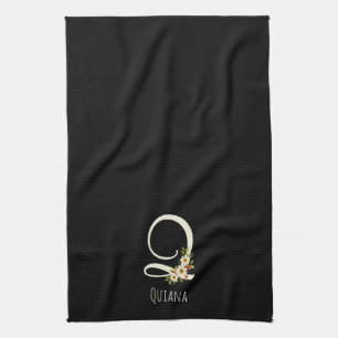 Schwarzes Küchentuch mit Monogramm als Geschenk zu