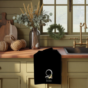Schwarzes Küchentuch mit Monogramm als Geschenk zu
