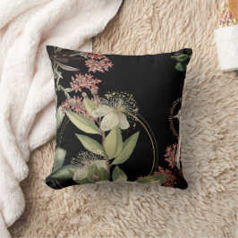 Schwarzes künstlerisches Blumendesign Kissen