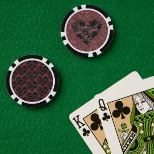 Schwarzes Kunststoff-Spitzen-Herz-Blumenmuster Pokerchips