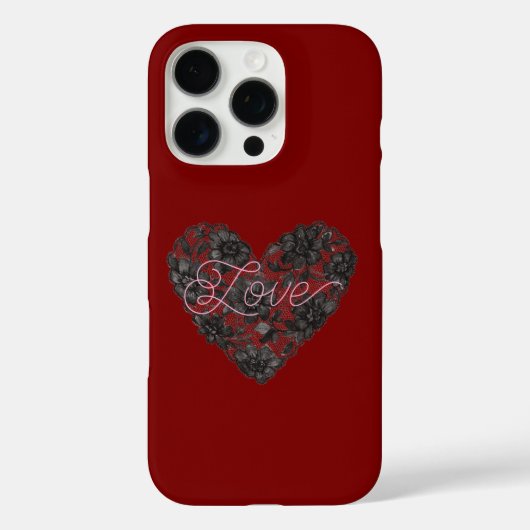 Schwarzes Kunststoffspitzen-Herz-Blumenmuster Case-Mate iPhone Hülle (Rückseite)