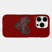 Schwarzes Kunststoffspitzen-Herz-Blumenmuster Case-Mate iPhone Hülle (Rückseite (Horizontal))