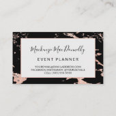 Schwarzes Kupferstich-Rose-Goldfolie Visitenkarte (Rückseite)