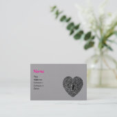 SCHWARZES KUPID-LACE HERZMONOGRAM Pink Graues Papi Visitenkarte (Stehend Vorderseite)