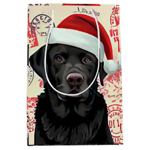 Schwarzes Lab-Christmas Mittlere Geschenktüte