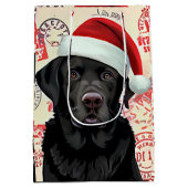 Schwarzes Lab-Christmas Mittlere Geschenktüte (Rückseite)