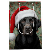 Schwarzes Lab-Christmas Mittlere Geschenktüte (Rückseite)