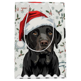 Schwarzes Lab-Christmas Mittlere Geschenktüte