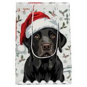 Schwarzes Lab-Christmas Mittlere Geschenktüte (Rückseite)