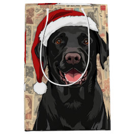 Schwarzes Lab-Christmas Mittlere Geschenktüte