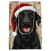 Schwarzes Lab-Christmas Mittlere Geschenktüte (Rückseite)