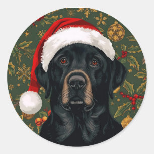 Schwarzes Lab-Christmas Runder Aufkleber