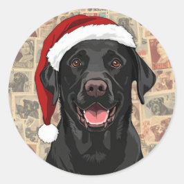 Schwarzes Lab-Christmas Runder Aufkleber