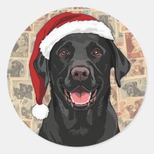 Schwarzes Lab-Christmas Runder Aufkleber