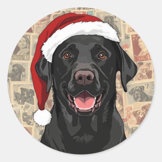 Schwarzes Lab-Christmas Runder Aufkleber (Vorderseite)