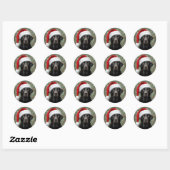 Schwarzes Lab-Christmas Runder Aufkleber (Blatt)