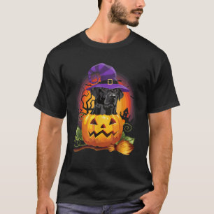 Schwarzes Lab Hexen-Kürbis Halloween Hunde Liebhab T-Shirt