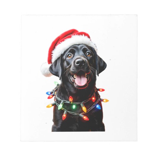 Schwarzes Lab Labrador Weihnachtsbaum Licht Pyjama Notizblock (Vorderseite)