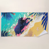 Schwarzes Labor Beach Days Handtuch (Vorderseite)